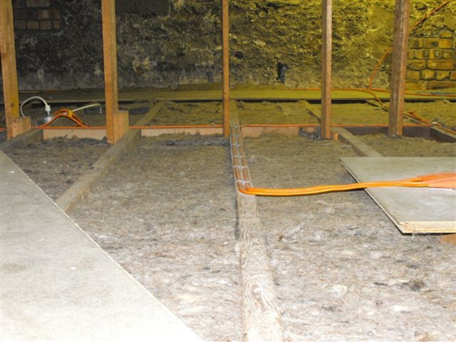 Insulation laid in between joists