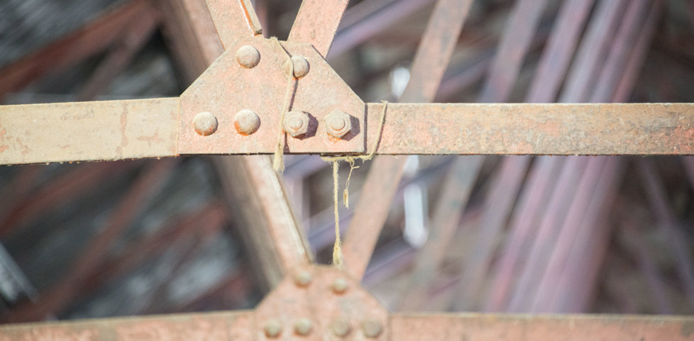 Steel beams from the Engine Shed roof structure